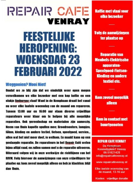 Lees meer over het artikel Feestelijke Heropening 23 februari 2022